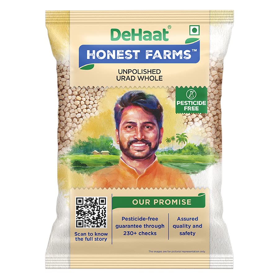 Dehaat Honest Farms Unpolished Urad Whole 1 KG - Pesticide Free