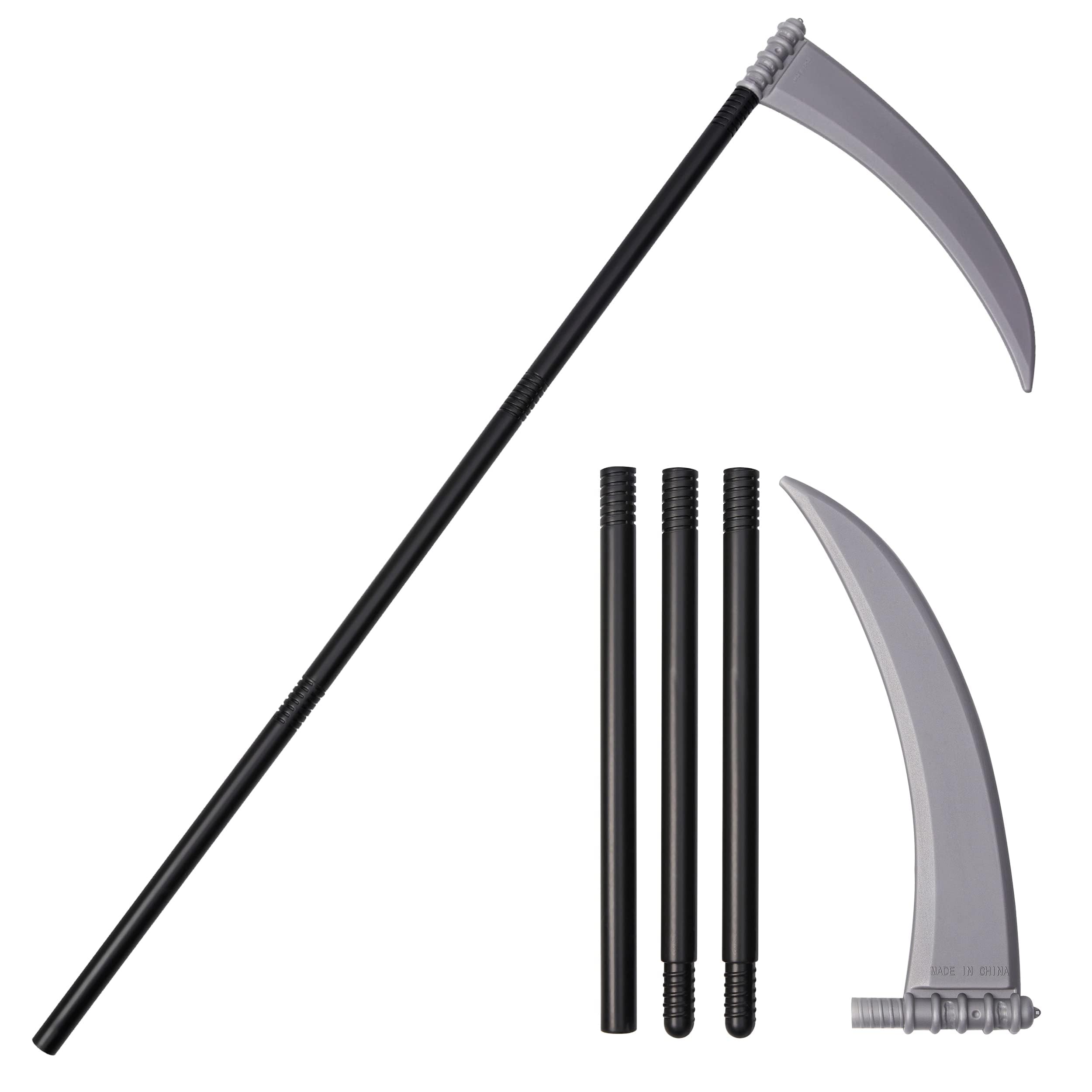 Halloween Grim Reaper Scythe 110cm - Detachable Plastic Scythe Halloween - Halloween Party Props for Grim Reaper Halloween Costume - Adjustable Death Scythe Halloween Weapon