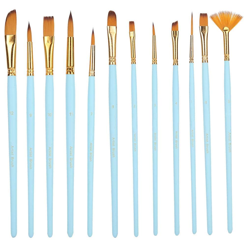 ZwindyPaint Brushes Set,12Pcs Nylon Watercolor Brush,Painting Tool,Perfect Art Supplies for Kids Artists,Cultivate Children's Extracurricular Interest.(Blue)