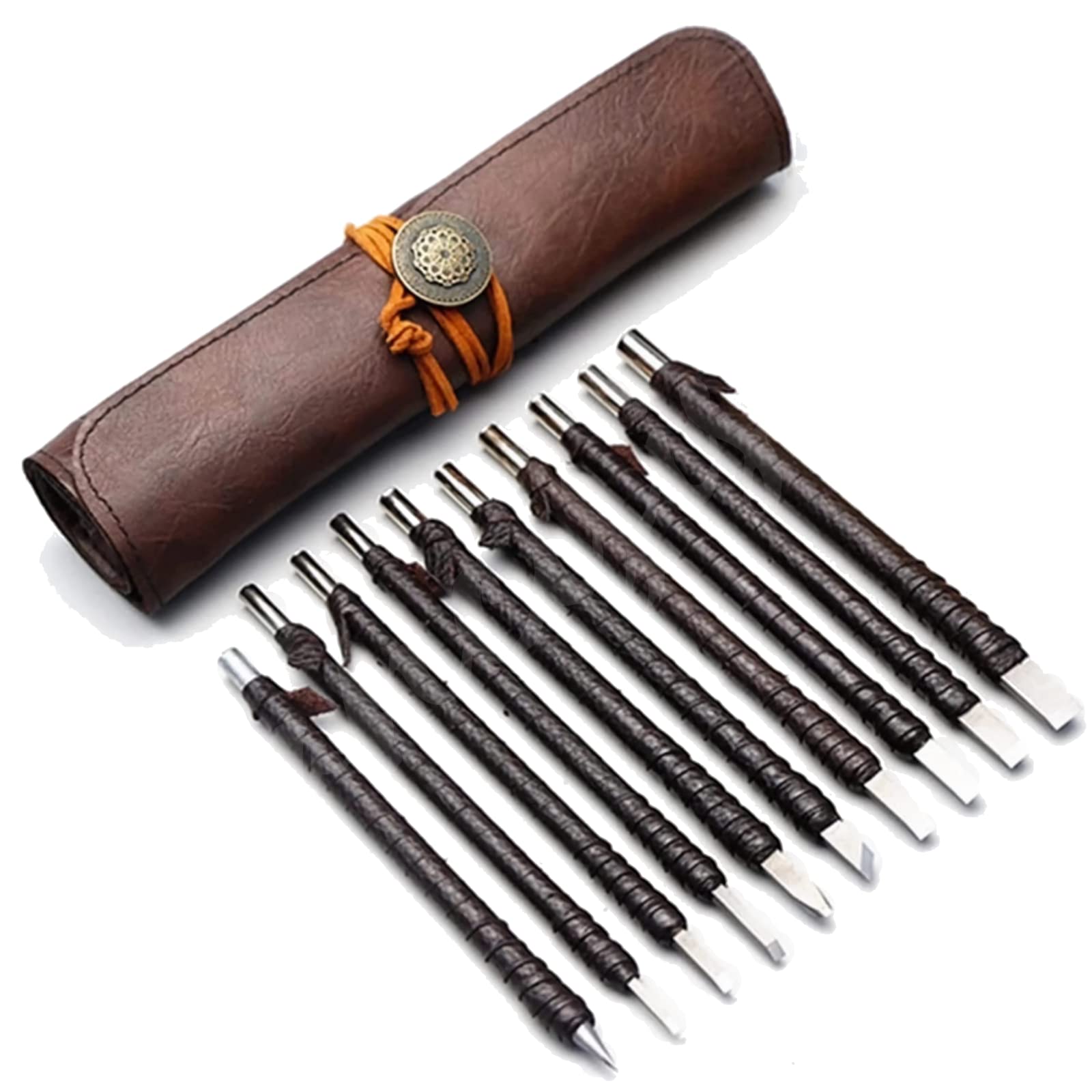 Stone Carving Tool Set of 10, Lancisism Tungsten Steel Carving Kit Chisels Knife Set for Soft Limestone, Alabaster, Slate Stone, Wood, Sculpture Engraving Carve Cutting Blade Chisel Tool Set