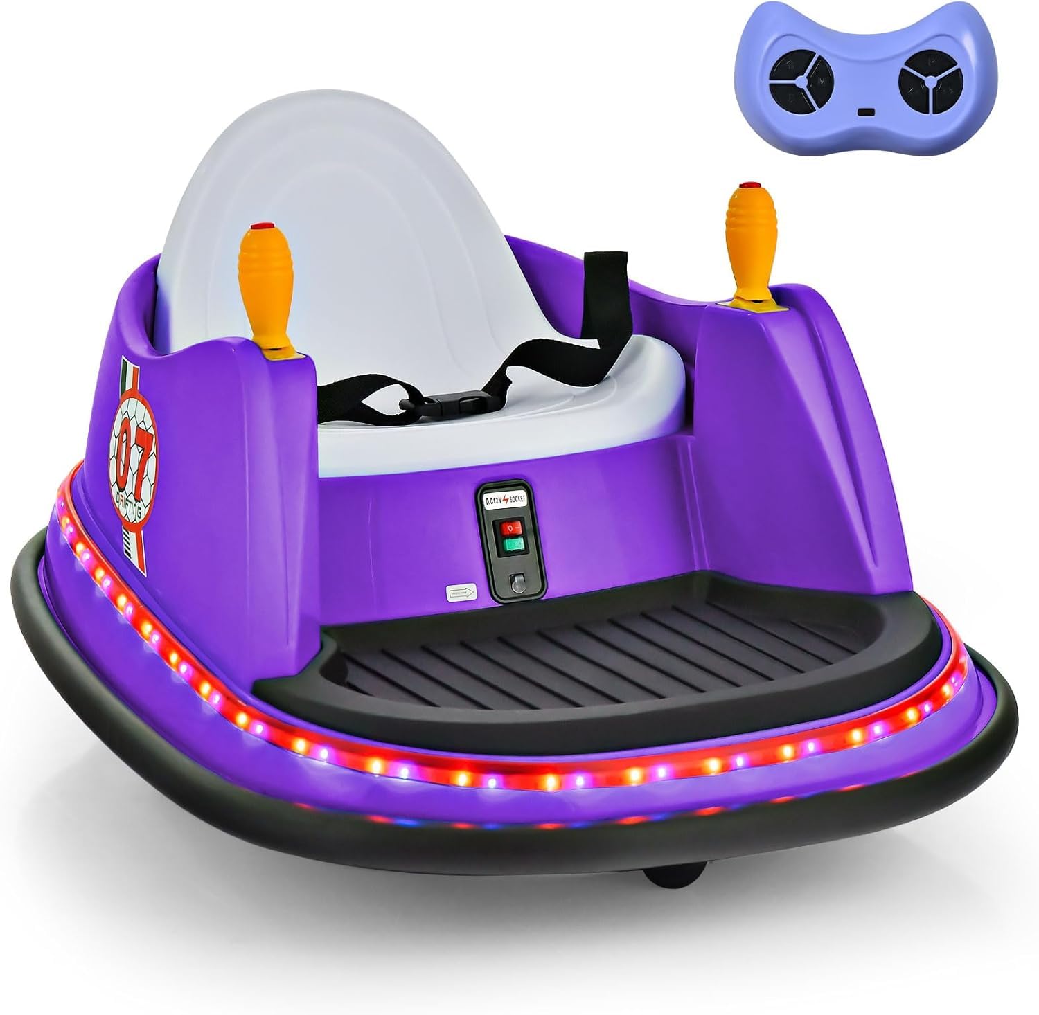 Toddler Bumper Car, 6V Battery Powered Baby Ride on Bumper Car, Dual Joysticks, Flashing LED Light & 360 Degree Spin, Electric Vehicle Ride on Toys w/Remote Control, Gift for Boys Girls (Purple)