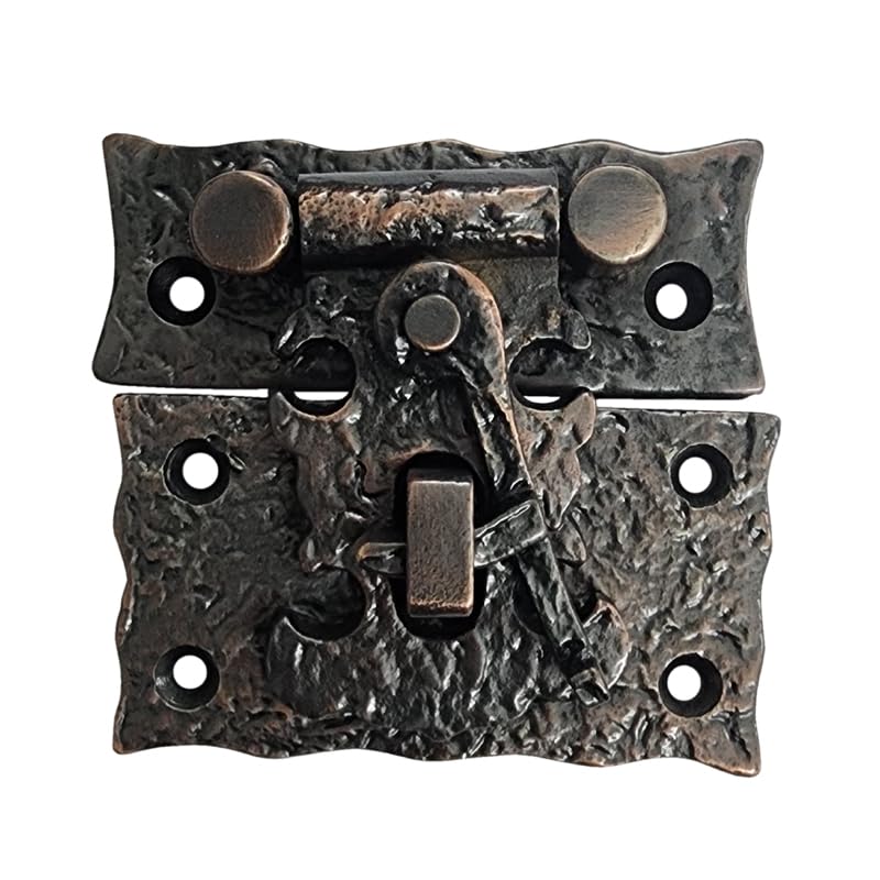 Adonai Hardware3 Inch "Oshea" Antique Cast Iron Hasp & Staple with Lock for Trunks and Jewellery Boxes - Oil Rubbed Bronze, Antique Hardware, Cabinet Hardware