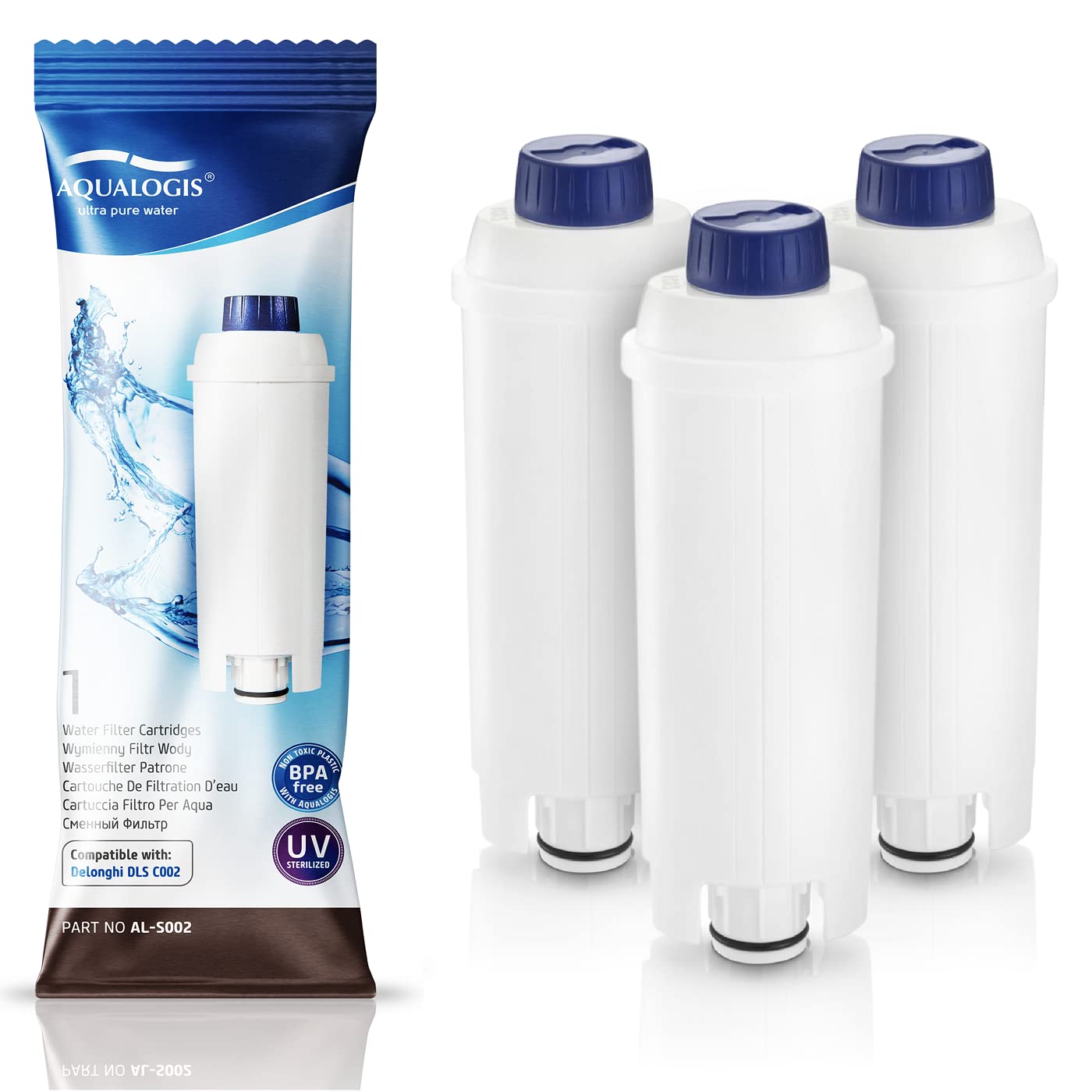 AqualogisAL-S002 Compatible Water Filter for DLS C002 / SER3017 Delonghi Water Softener (3pack)