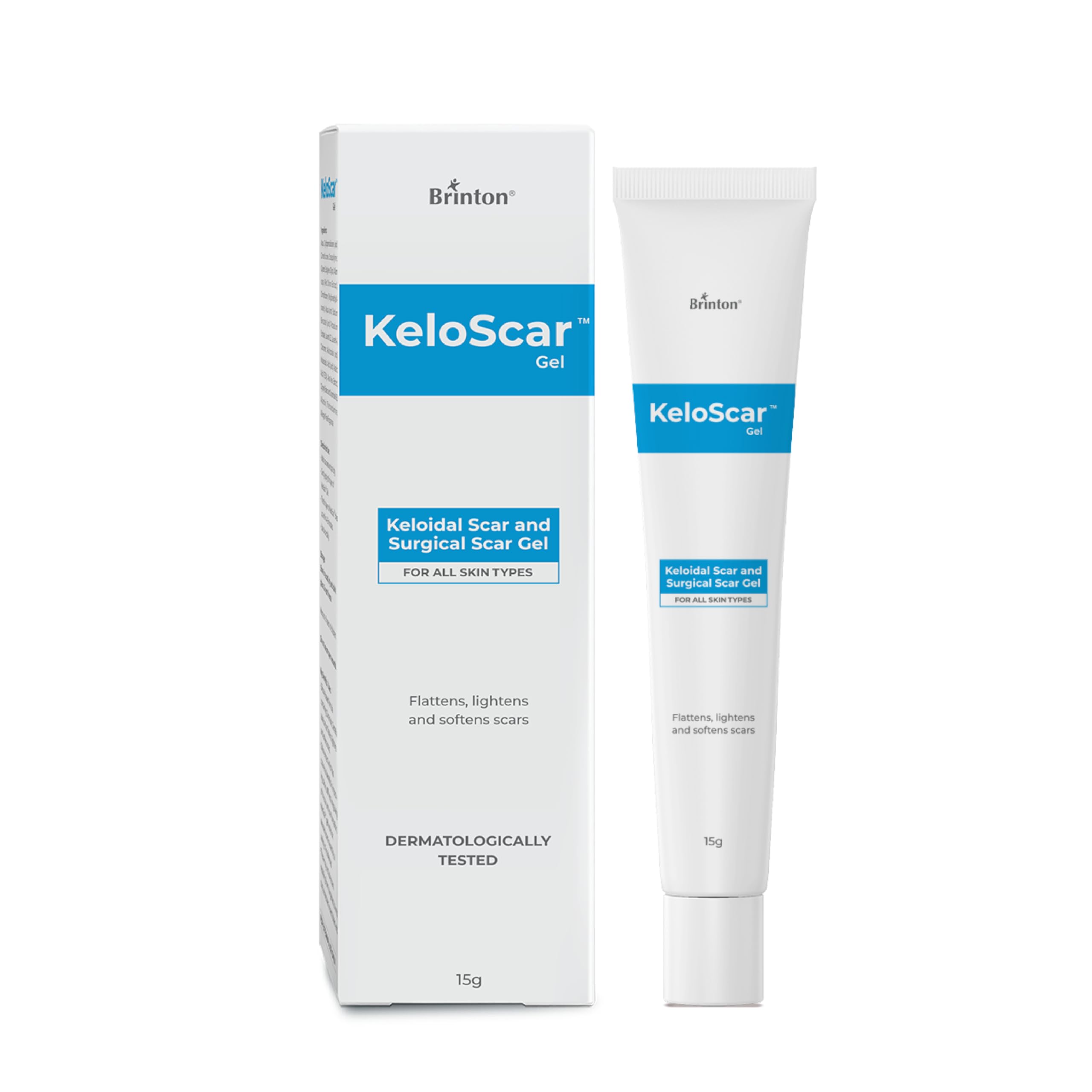 Brinton Keloscar Gel, Surgical Scar Gel for All Skin Types, Lightens & Softens Scars, Dermatologically Tested, Protects, Retains Moisture, Stimulates Skin Regeneration, 15 g