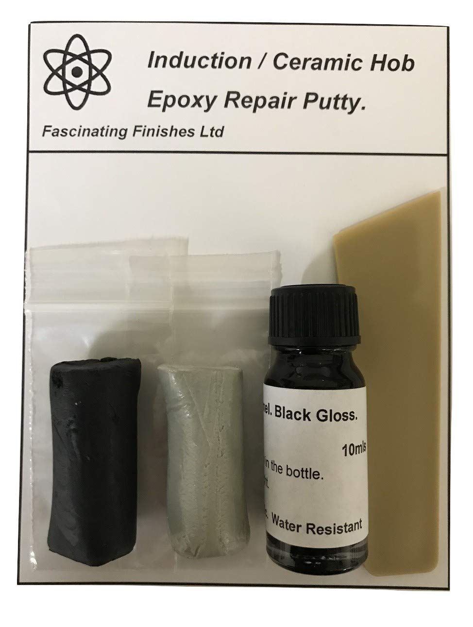 1 x Ceramic/Induction Hob Epoxy Repair Putty. Gloss Black. Ideal For Repairing Chipped & Damaged Edges. 38g