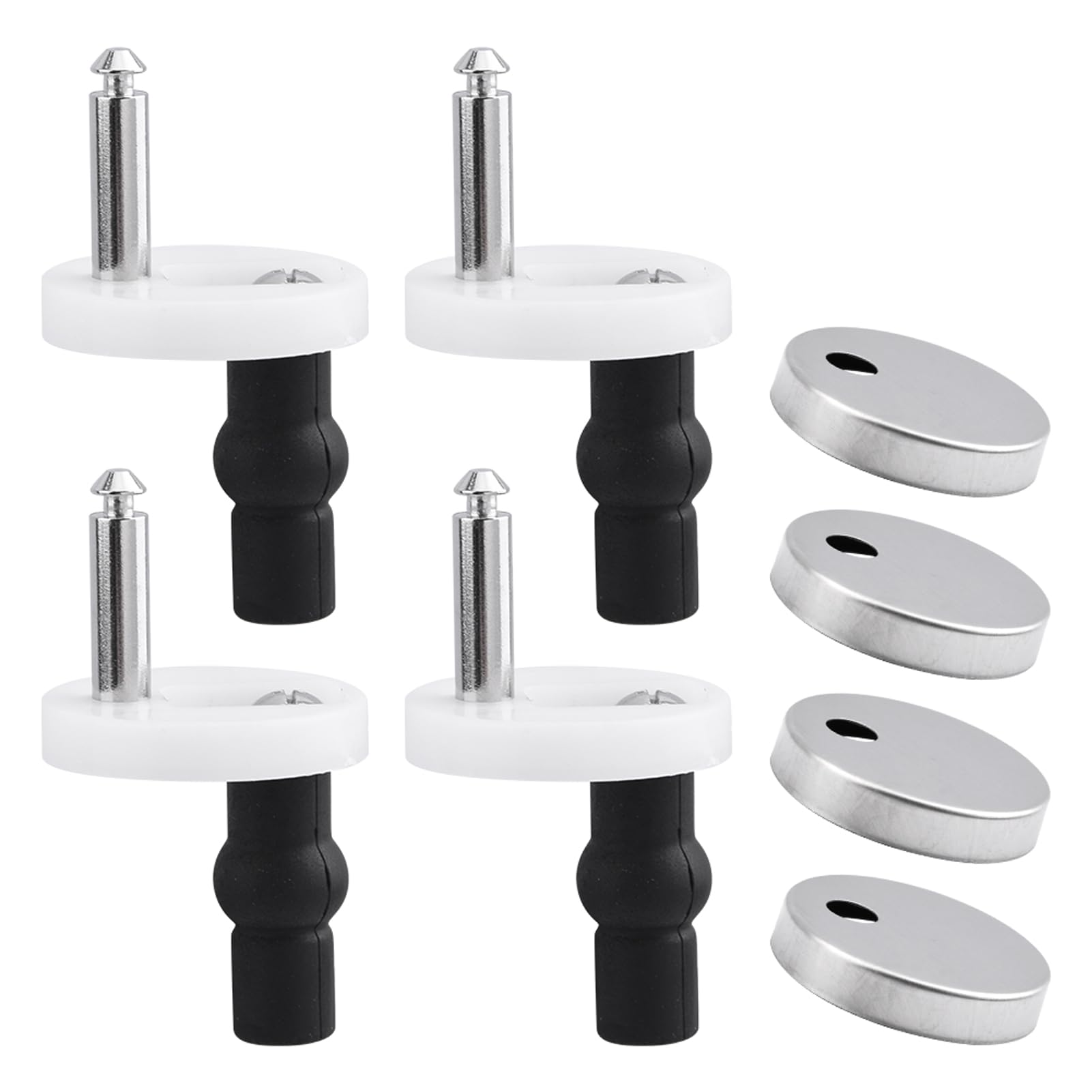 4PCS Quick Release Toilet Seat Fixings Quick Release Toilet Seat Hinges Top Fittings Universal Toilet Seat Hinge Fittings for WC Toilet Blind Holes(Silver)