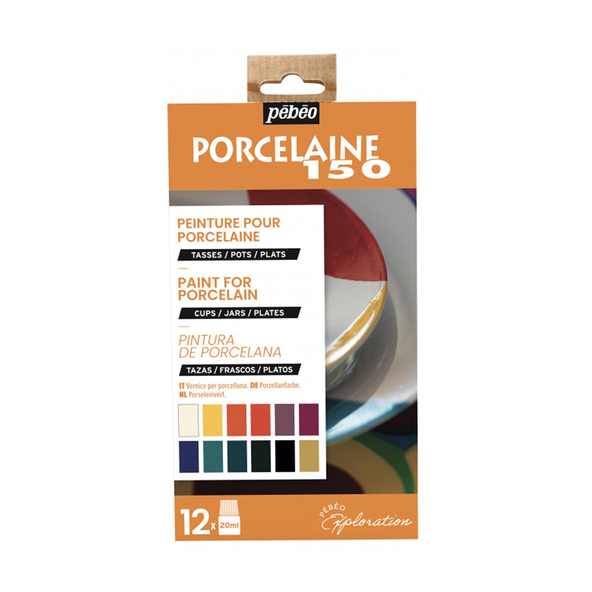 Pebeo Porcelaine 150 China Paint Exploration Set 1- Of 6 Colors May Vary, Diy Arts & Crafts Supplies, Heat-Resistant Finish, Microwave Dishwasher Safe Formula, 20 ml Bottles