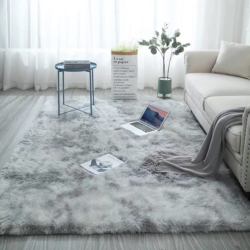 Masroo Area Rugs for Bedroom Living Room Fluffy Shag Fur Rug for Kids Nursery Dorm Room Cozy Furry Rugs Plush Throw Rug Shaggy Decorative Accent Rug for Indoor Home Floor Carpet 120 x 160 cm(Grey)