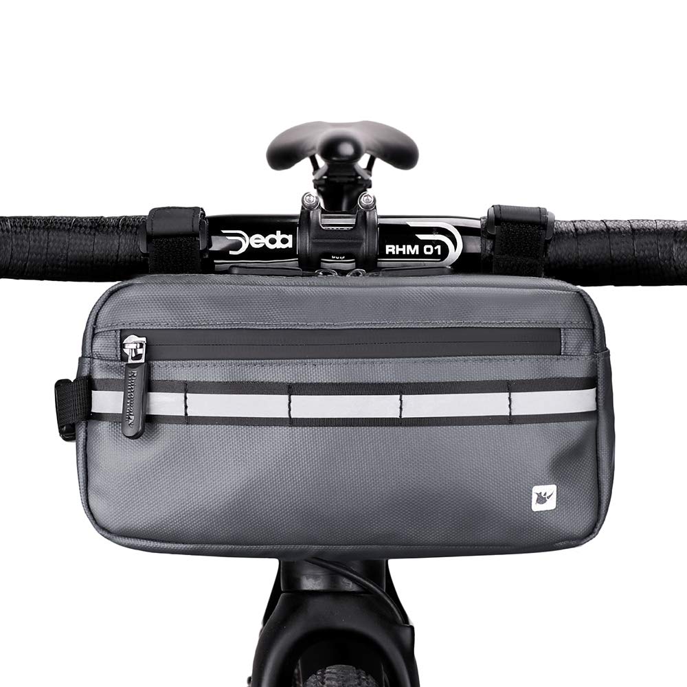 RhinowalkBike Bag Waterproof Bike Handlebar Bag,Bike Basket Bicycle Front Bag Shoulder Bag Waist Bag for Sport Bicycle Professional Cycling Accessories-Gray