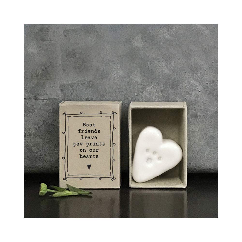 East of IndiaMini Matchbox Paw Print Heart Porcelain Gift Best Friends Leave paw Prints on Our Hearts | Animal Lovers Gift | Pet Loss | Letterbox Gift