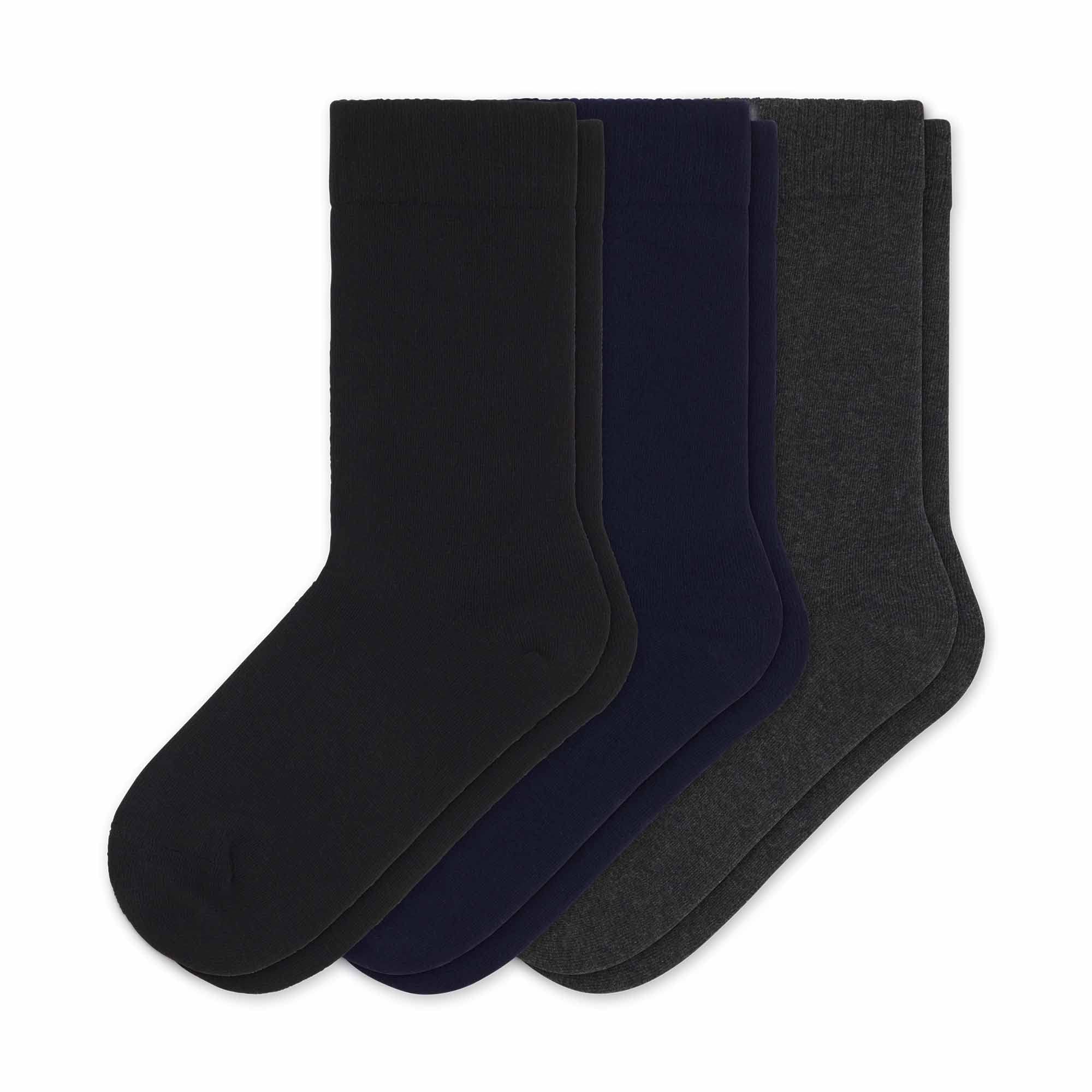 Sugar Free Sox Health & Comfort Womens Diabetic Crew Socks 3 Pack (9-11, Black/Navy/Grey)