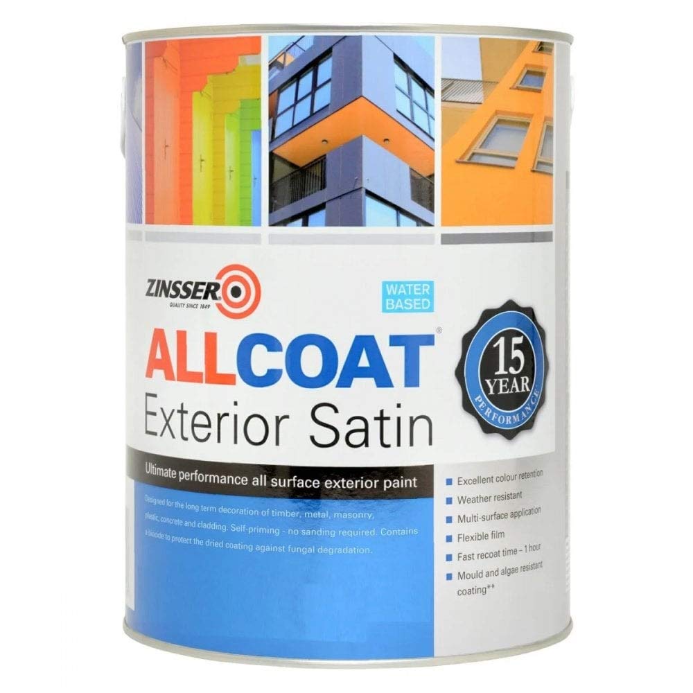 ZinsserAllcoat Exterior WB (Satin Finish) Ready Mixed Colours 5lt Anthracite Grey (Ral 7016)