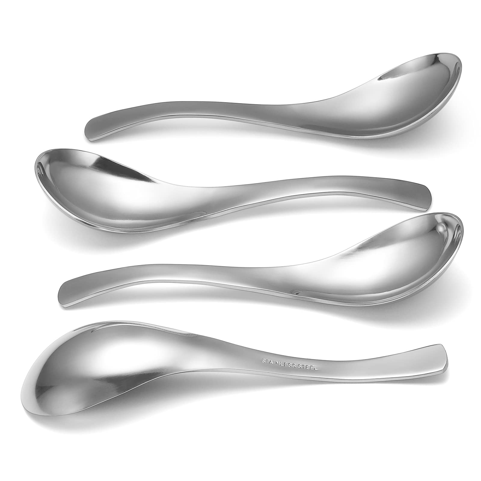 HIWARE Thick Heavy-weight Stainless Steel Soup, Coffee Table Spoon - Set of 4