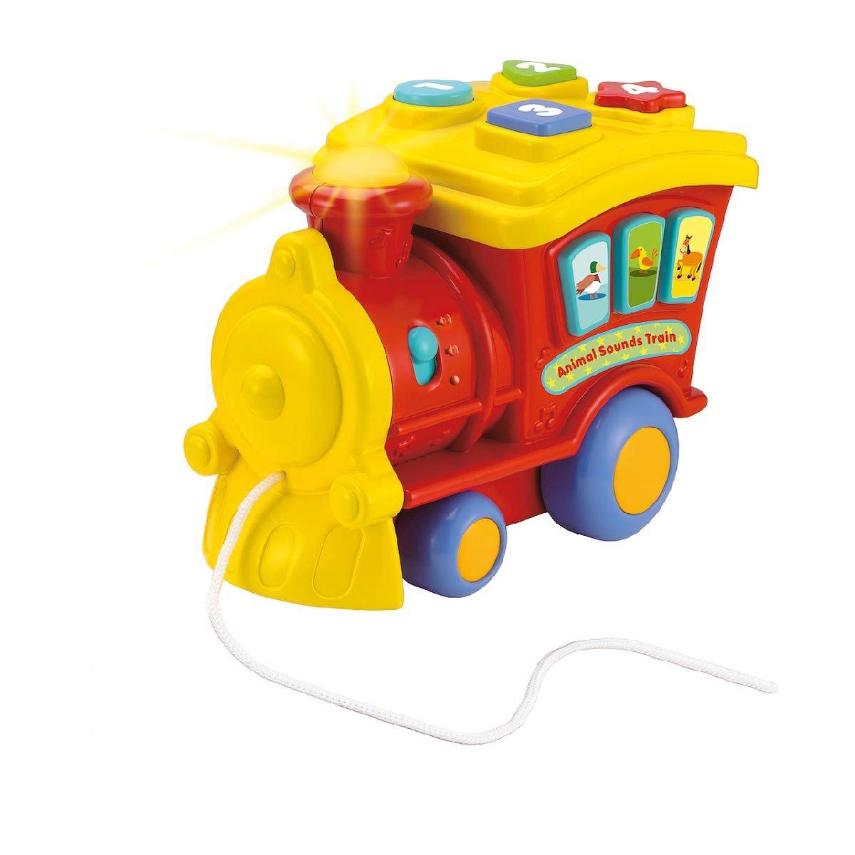 winfunAnimal Sounds Train | Musical Pull Along Train With Interactive Animal Sound Effect Buttons | Promotes Learning And Development | Suitable For Boys And Girls Ages 6 Months And Up