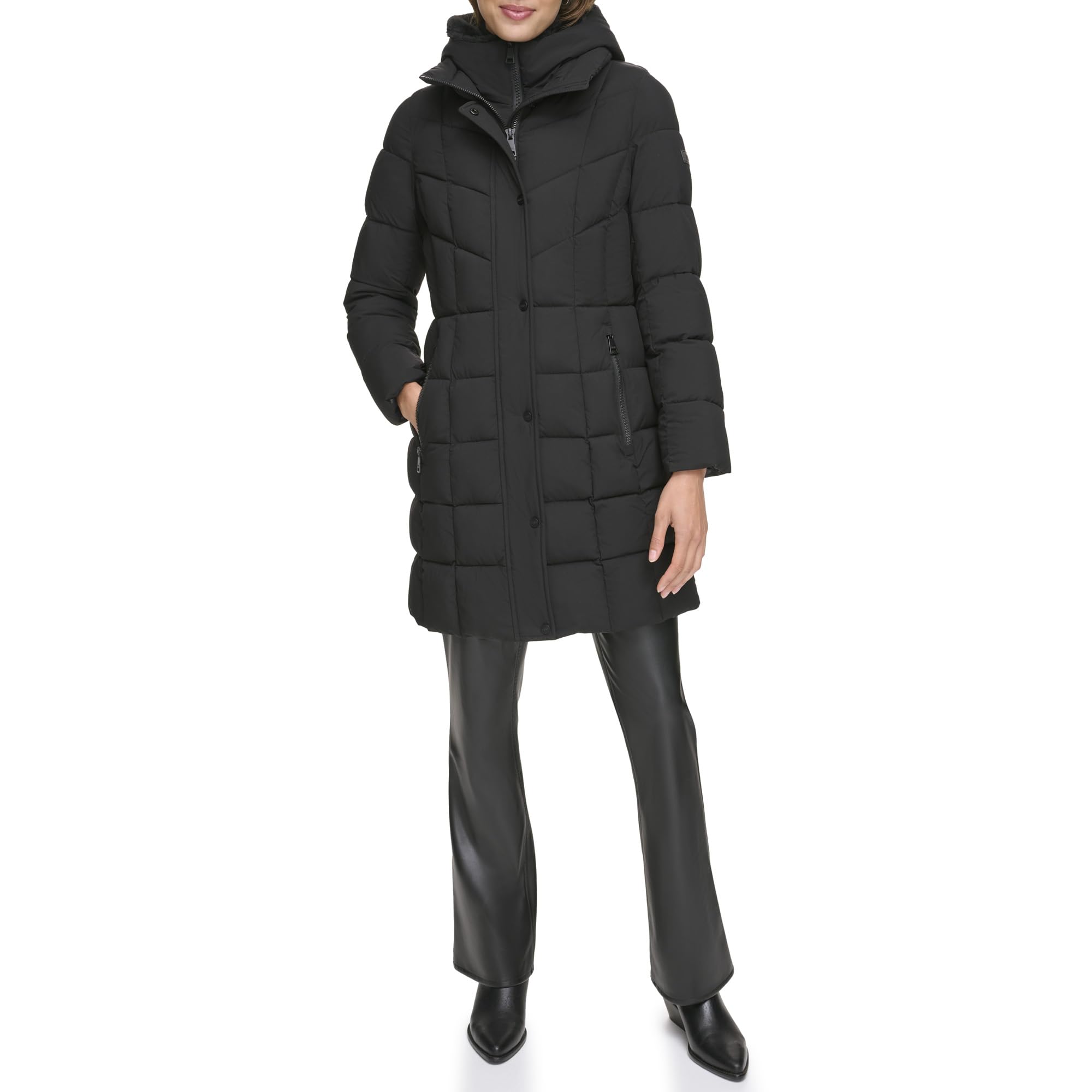 DKNYWomen's Bib-Front Long Puffer