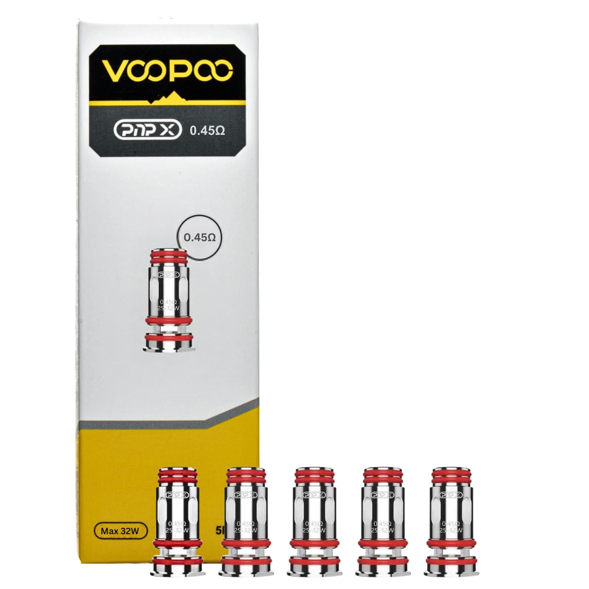 Voopoo PNP X Coils [0.45ohm | 25-32W] 5 Pack - RDL Vaping, Mesh Coils, Leak Proof Design, No Nicotine