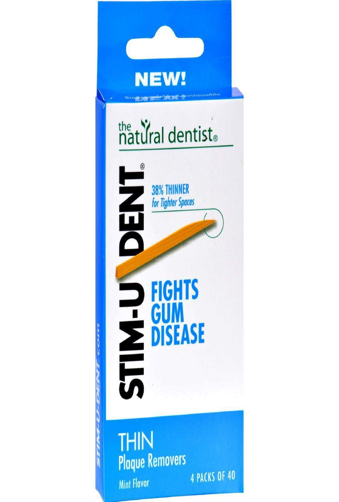 The Natural Dentist Stim-U-Dent Plaque Removers, Thin, Mint Flavor -160 ct.