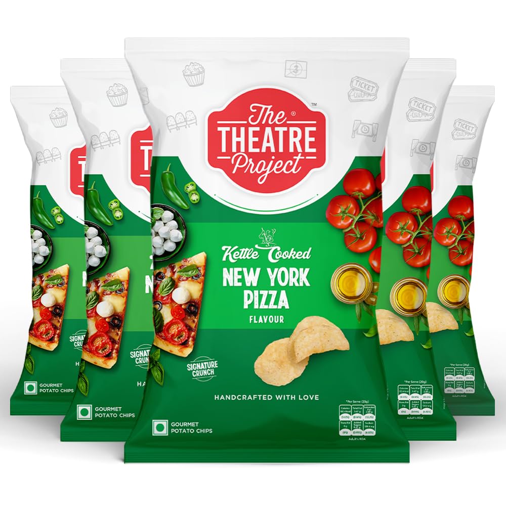 The Theatre Project Kettle Cooked Chips, New York Pizza Chips, Potato Chips, Gourmet Handcrafted Chips Combo Pack of 5 Pouch, 210g