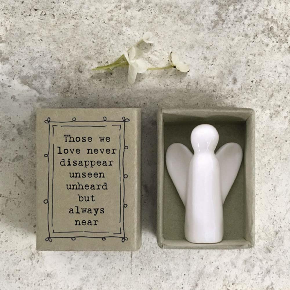 East of India Porcelain Matchbox Angel, Those We Love Don't Disappear Sentimental Words, Family Keepsake Gift, Porcelain Keepsake, Thinking of You Gift