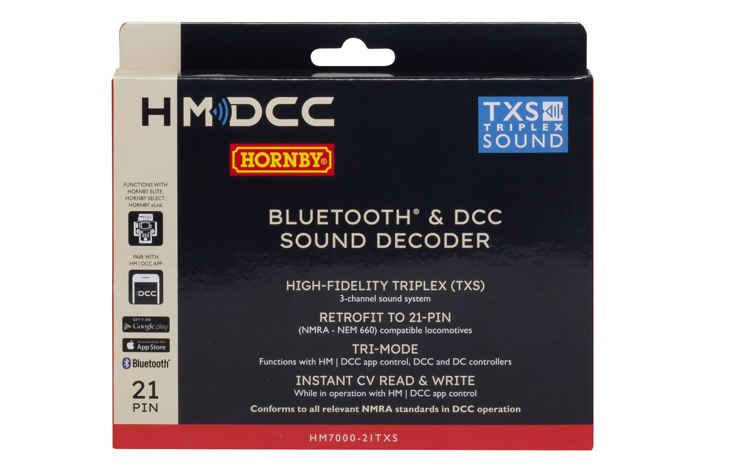 Hornby R7322 HM7000-21TXS: Bluetooth® & DCC Sound Decoder (21-pin) - Hornby Accessories for 00 Gauge Track & Train Sets - Compatible with Select Hornby Model Trains, White