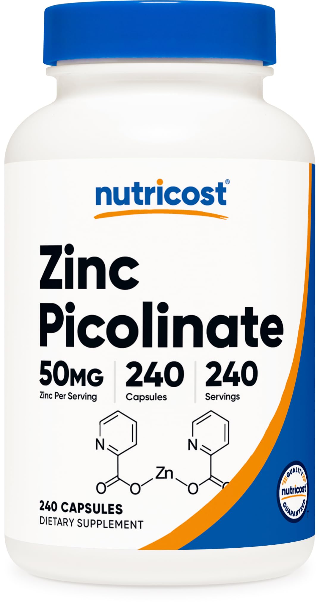 NutricostZinc Picolinate 50mg, 240 Vegetarian Capsules - Gluten Free and Non-GMO (240 Caps)