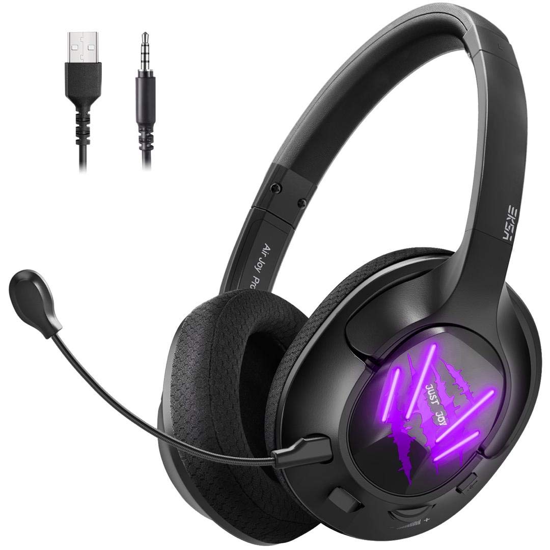 EKSA E3 Gaming Headset for PS4, PC, Xbox One Controller, Noise Cancelling Over Ear Headphones with Mic, LED Light, Bass Surround, Soft Memory Earmuffs for Laptop, Mac,Nintendo Switch Games - Purple