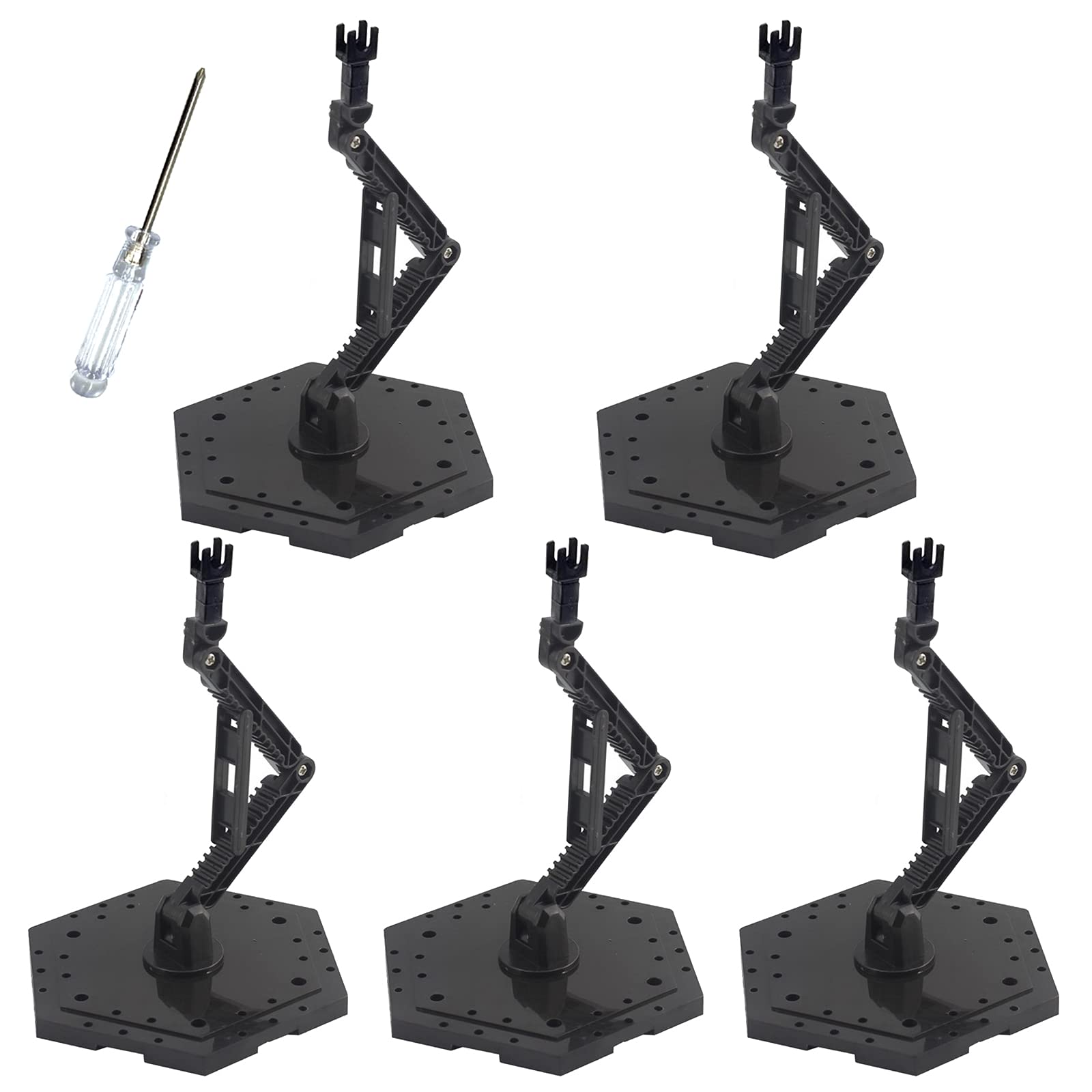 Hobby Action Base, Model Stand Hobby Display Stand Compatible with Gundam HG RG 1/144 Scale Figure Models, Black (5pcs)