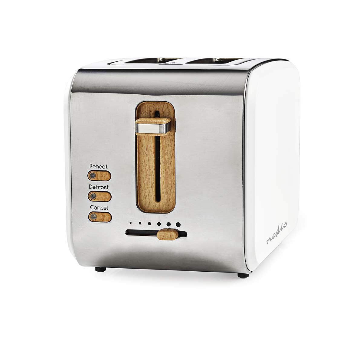 Nedis Toaster 2 Wide Slots Soft Touch White