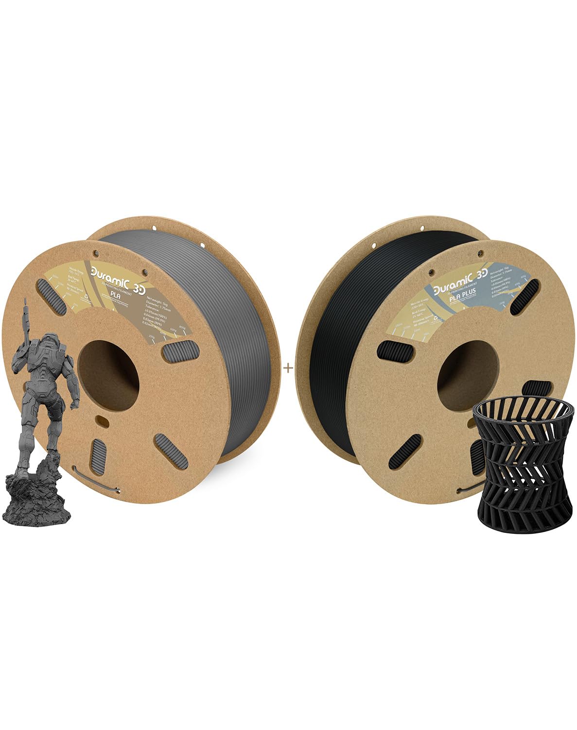 PLA+ Filament 1.75mm 1Kg Black, PLA Filament 1.75mm Smoky Gray 3D Printer Filament 1Kg Spool