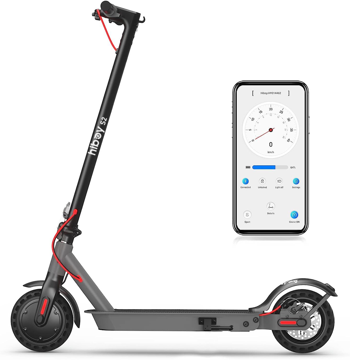 HiboyS2/S2R Plus Electric Scooter, 8.5"/9" Tires, Up to 17/22 Miles Range, 350W Motor & 19 MPH Portable Folding Commuting Electric Scooter for Adults with Double Braking System and App