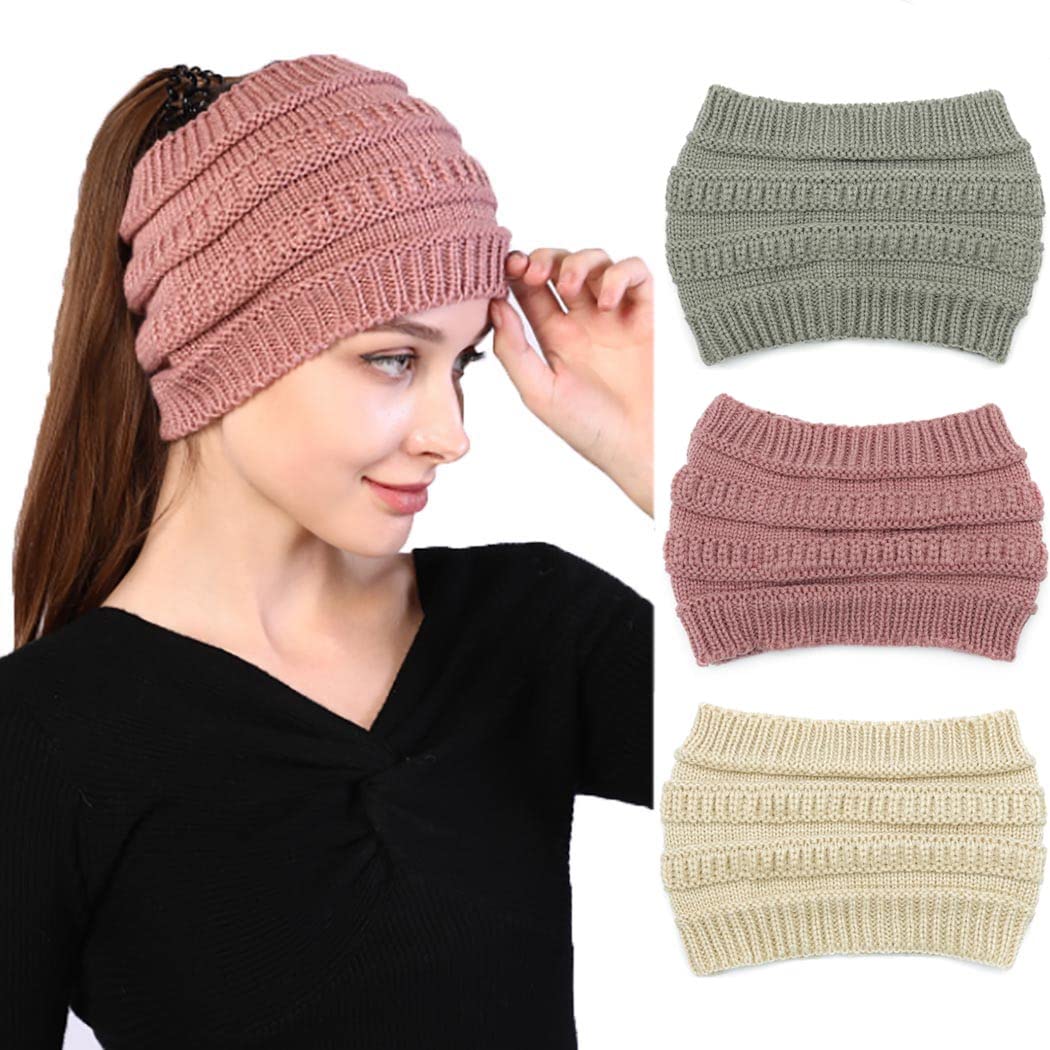 Woeoe Warm Winter Headbands Knitted Turban Head Wraps Wide Crochet Stretchy Ear Warmer Soft Stretch Head Scarfts for Women and Girls