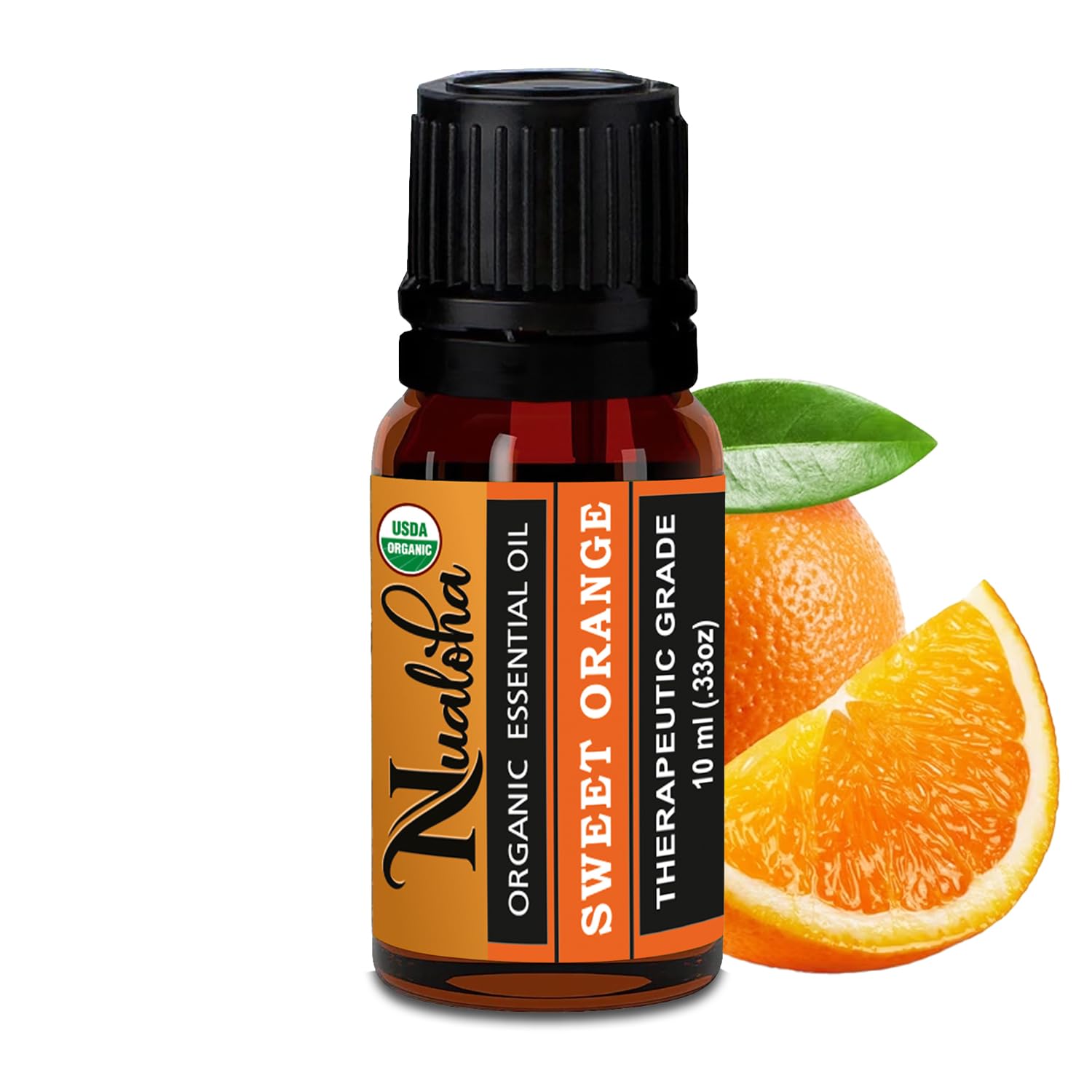 Nualoha Organic Sweet Orange Essential Oil - Brazilian Pure Natural Therapeutic Grade Oil For Aromatherapy, Diffuser, Soap, Bath Bombs, Candles, Face, Skin Care -10 ML