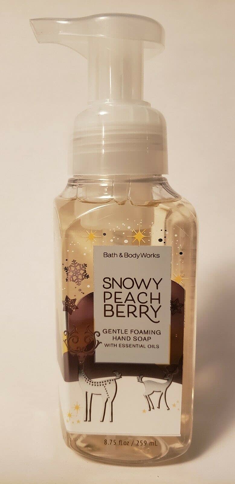 White Barn Candle Company Bath and Body Works Gentle Foaming Hand Soap w/Essential Oils- 8.75 fl oz - Winter 2020 - Many Scents! (Snowy Peach Berry)