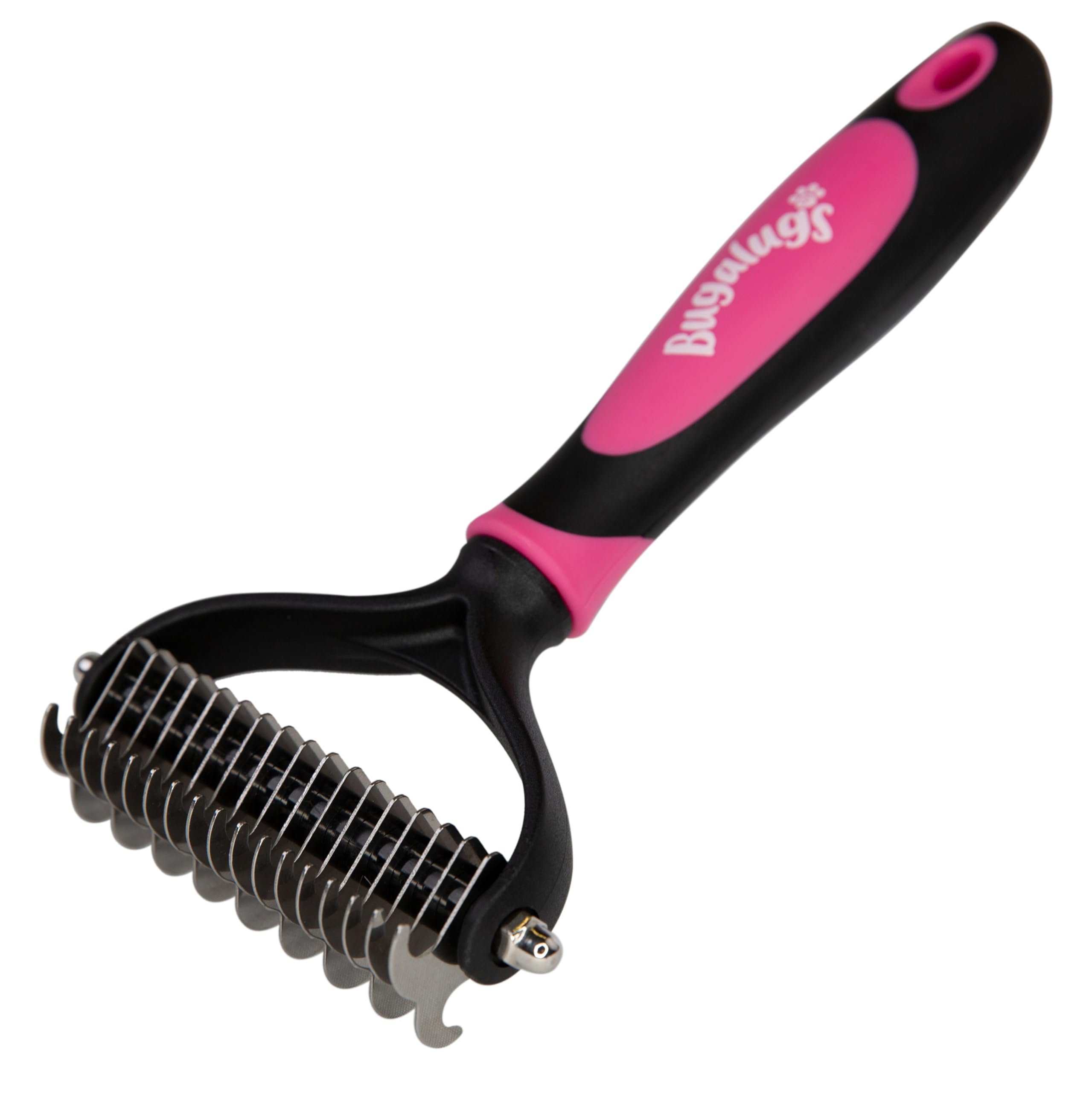 BUGALUGSPet Grooming Brush - Double Sided Shedding and Dematting Undercoat Rake, Dog Grooming Brush, Dog Shedding Brush, Cat Grooming Brush, Dog Comb, Cat Brush for Long Haired Cats