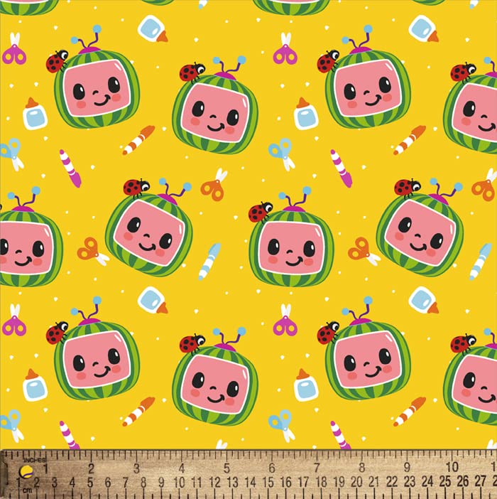 Cocomelon Kids Crafts Licensed by David Textiles Digital Cotton Print Fabric by The Yard