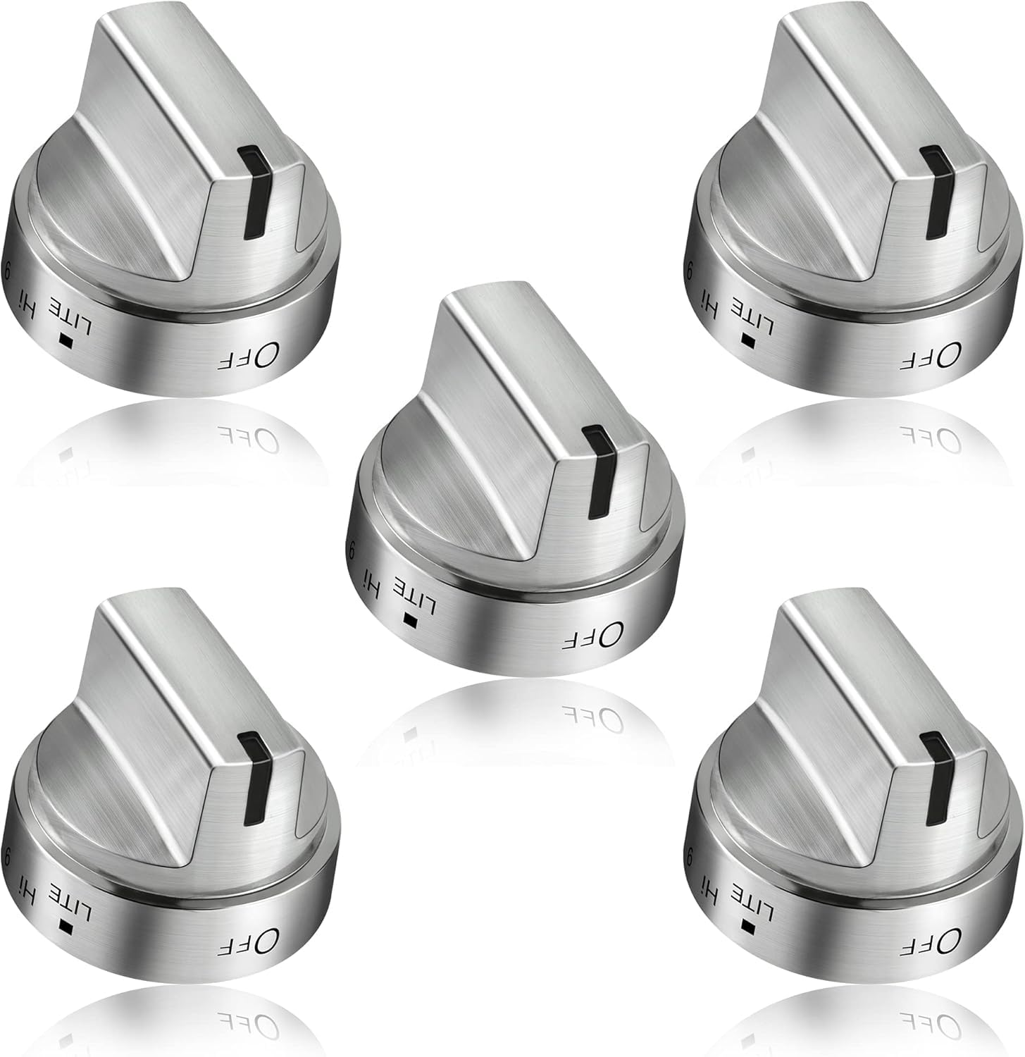 5PCS Stainless Steel Knob, WB03x24818 PS11729081 AP5989029 Knob GE Stove Knob Stove Switch Knob Cooktop Replacement Knob Stove Repair Part Compatible with ge Stove Knob（Not Universal）