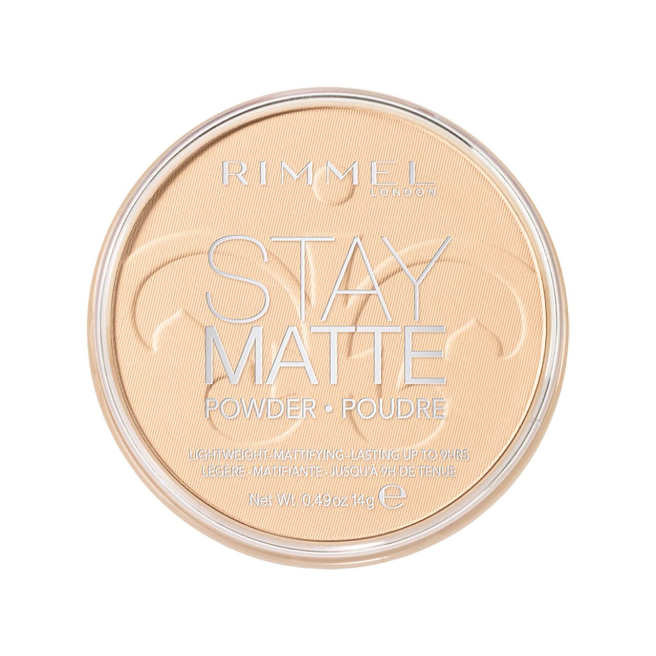 Rimmel London Stay Matte - 001 Transparent - Pressed Powder, Lightweight, High Coverage, Shine Control, 0.49oz