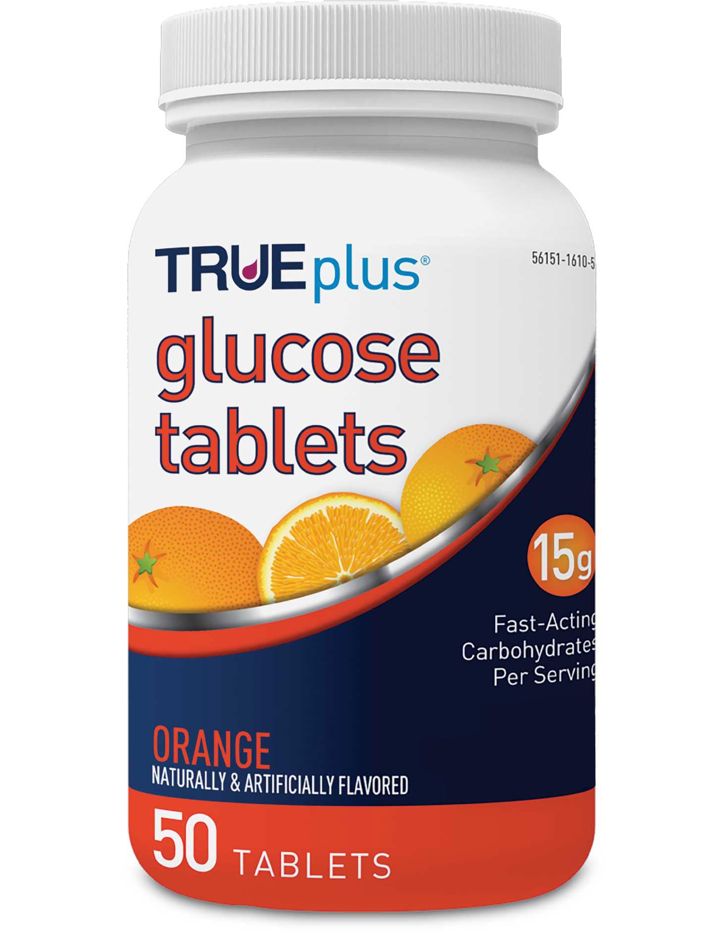 TRUEplus® Glucose Tablets, Orange - 50ct