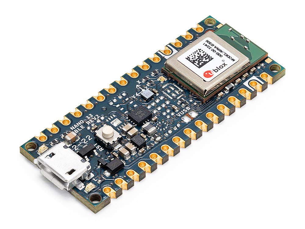 Arduino Nano 33 BLE Rev2 ABX00071, Bluetooth Low Energy Module with ARM Cortex-M4 Processor, Ideal for IoT Projects, Sensor Networks, and Wearable Technology