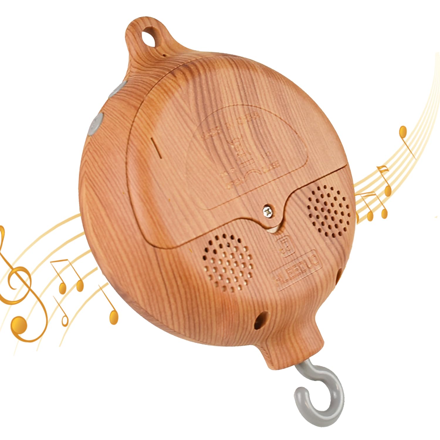 HLEEDUO Original Design Imitation Wood 35 lullabies Mobile Music Box Spinner with Rotating Hook,0-100 Volume Control