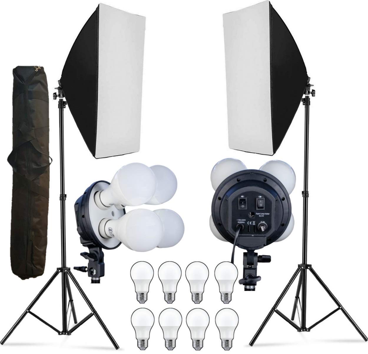 HIFFIN® PRO Quadlux Mark II Softbox Lighting Kit Double, Led Still & Video Light with AC Power, YouTube Shooting, Videography, Portrait, Product Photography, Soft Box Studio Interview Equipment