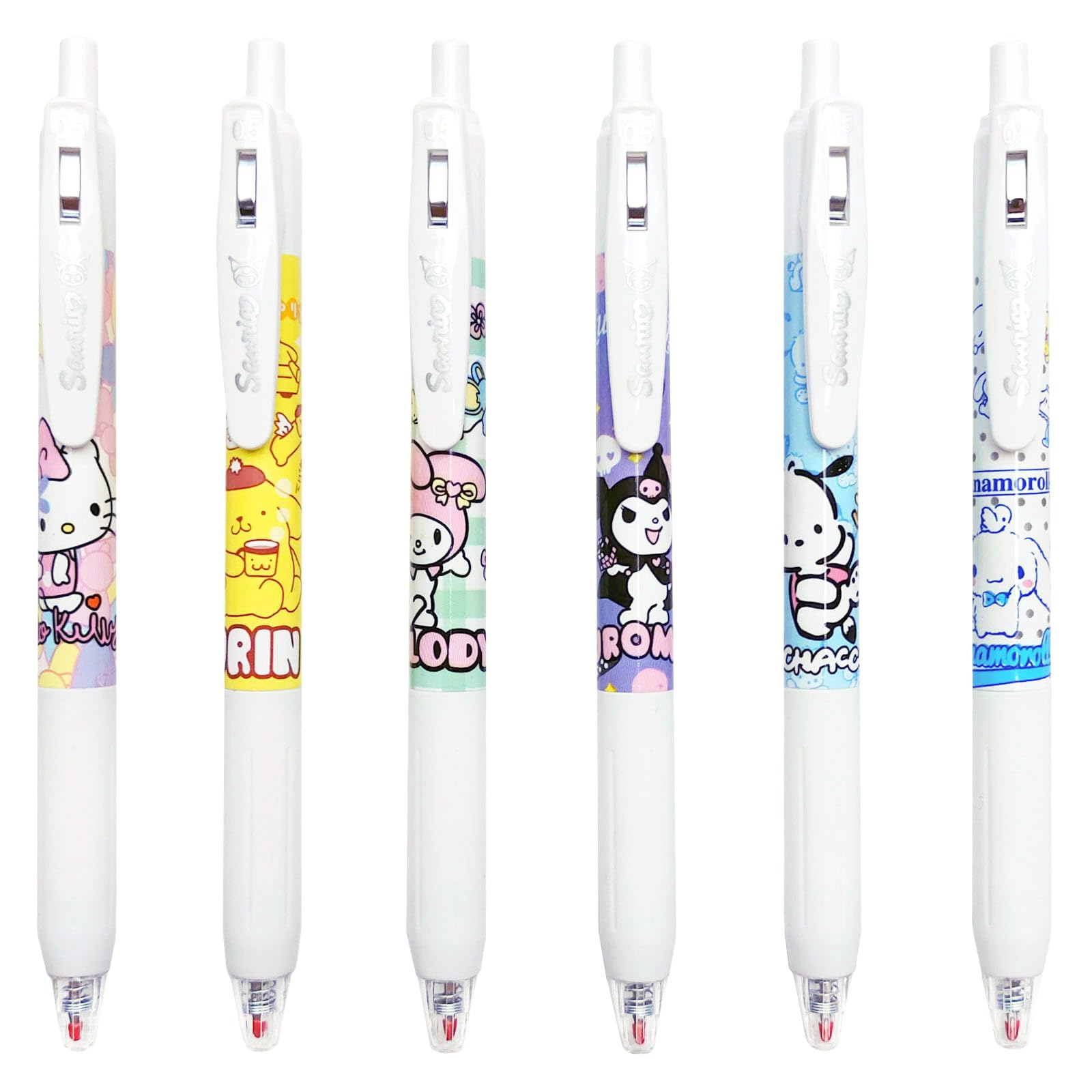 Cartoon Kitty Gel Pens School Supplies 6 Pcs Set Cute Kawaii Anime Stationery Accessories Gifts (Black 0.5mm)