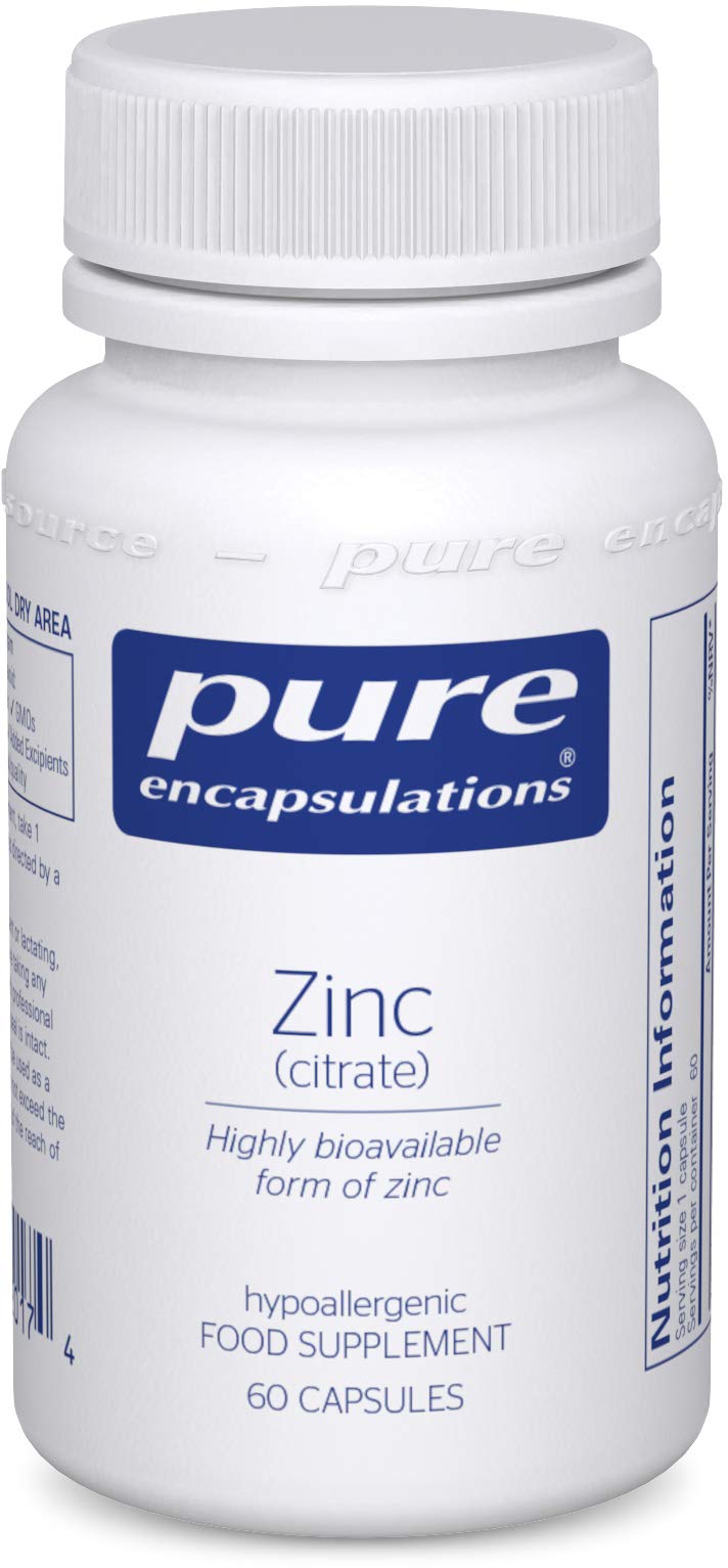 Pure Encapsulations - Zinc (Citrate) 30mg - Highly Bioavailable Zinc Supplement - for Immune and Metabolism Support - for Hair, Skin & Nails - 60 Vegetarian Capsules