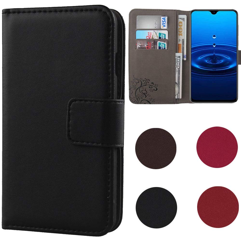 DingshengkBlack Premium Business Flip Genuine Real Leather Protector Case For Umidigi A1 Pro 5.5" Magnetic Card Slot Wallet Protective Bumper