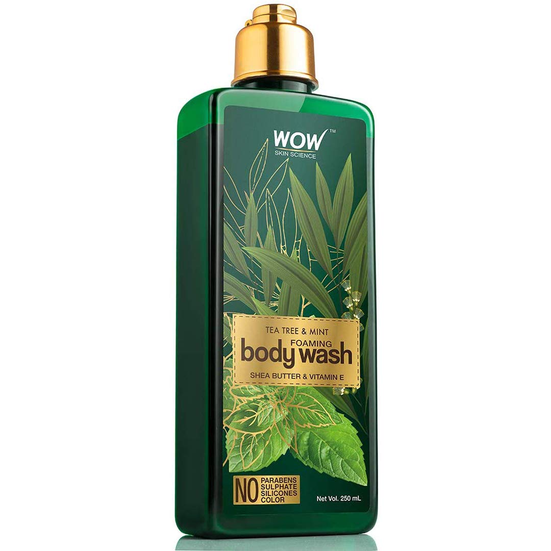 WOW Skin Science Tea Tree & Mint Foaming Body Wash - No Parabens, Sulphate, Silicones & Color - 250mL