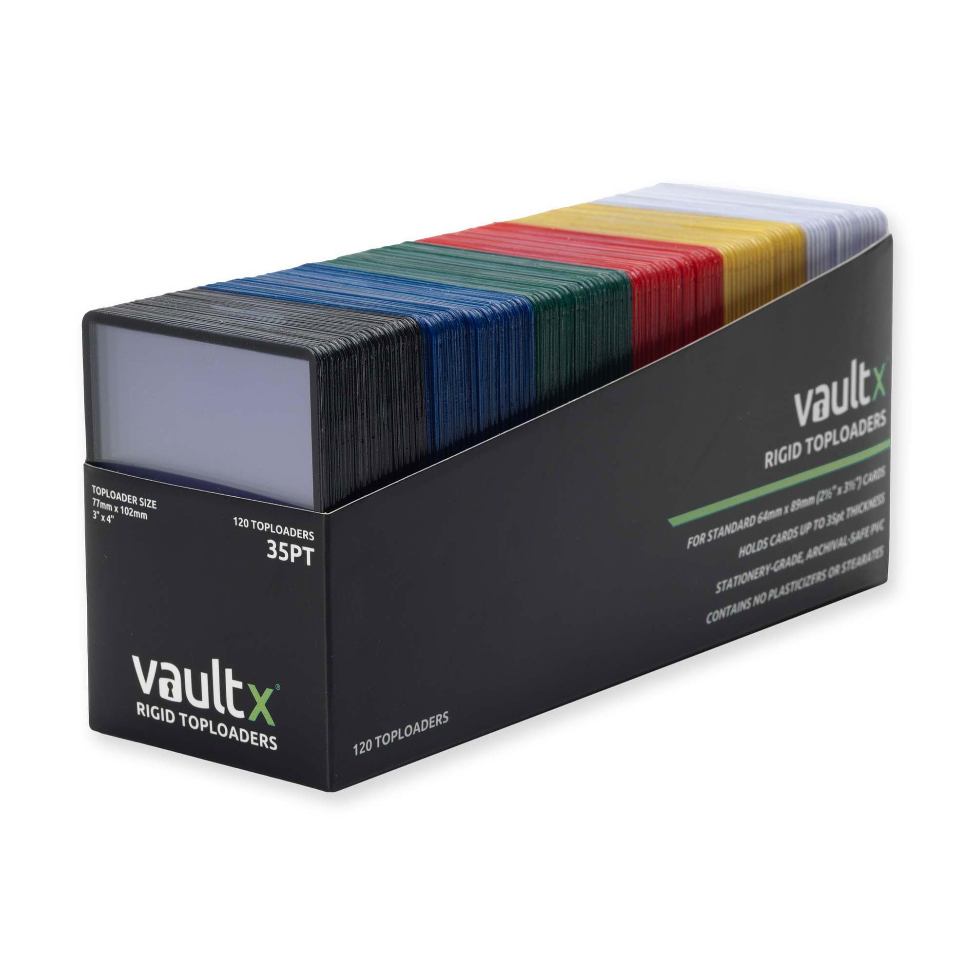 Vault X Premium Extra Thick Seamless Multi-Colour Toploaders 35pt - 3" x 4" Rigid Card Holders for Trading Cards & Sports Cards (120 Pack)