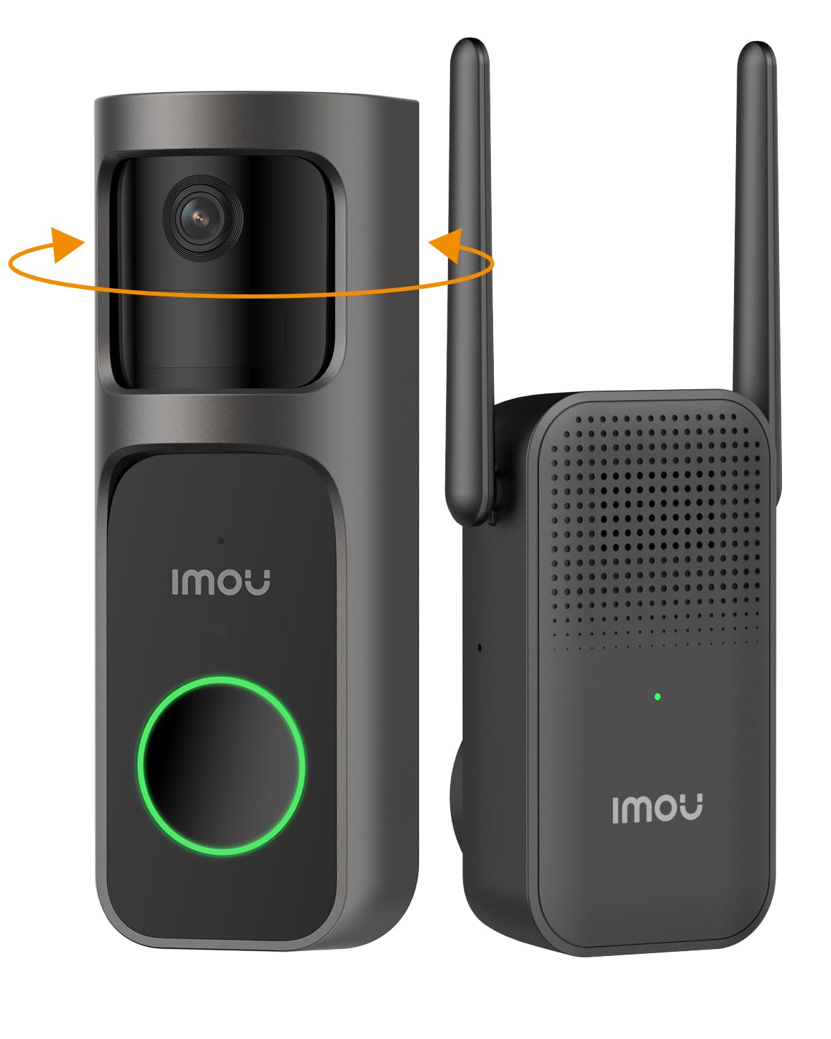 ImouDB2S Video Doorbell Camera 2K WiFi with Chime, 3MP Colour Night Vision 5m, AI Person Detection App Alert, 30° Pan Lens 166° Wide Angle, Two-way Audio