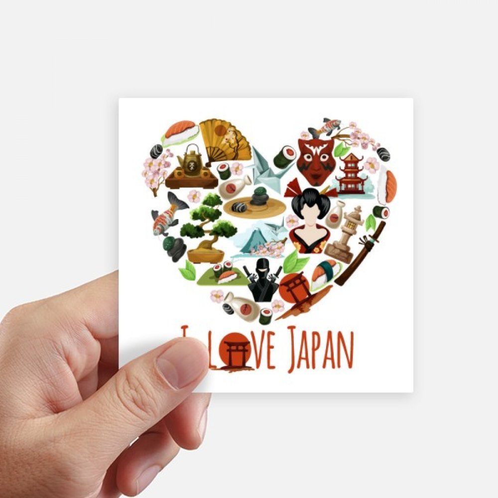 I Love Japan Sushi Illustration Sticker Square Waterproof Stickers Wallpaper Car Decal