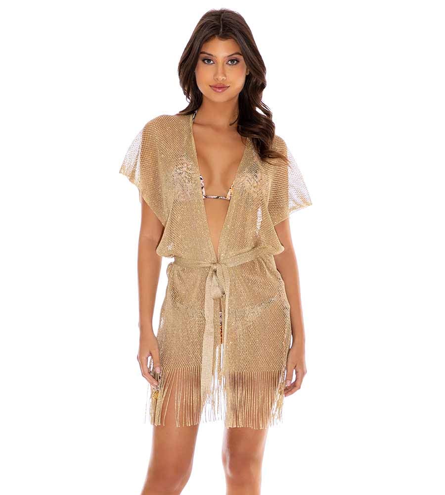 Golden Queen Fringe Short Caftan