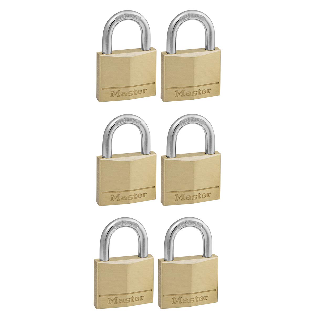 Master Lock - Solid Brass 40mm Padlock 4-Pin - Keyed Alike x 6